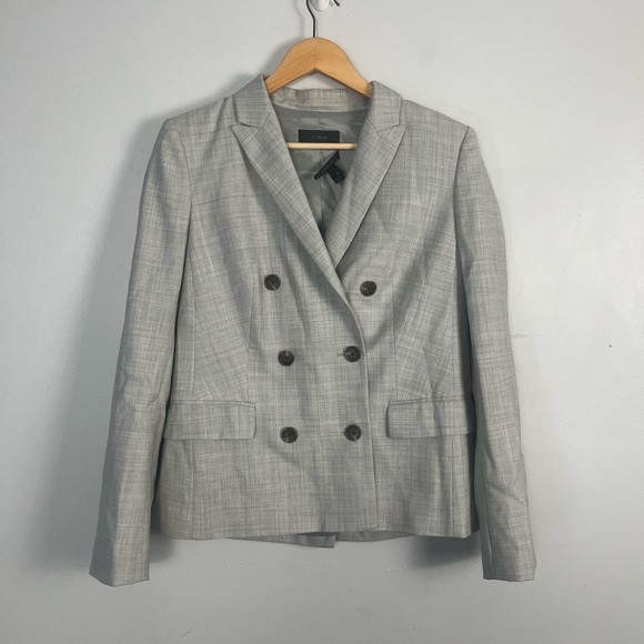 J. Crew Double-Breasted Blazer in Super 120s Wool grey size 8 - Picture 2 of 8